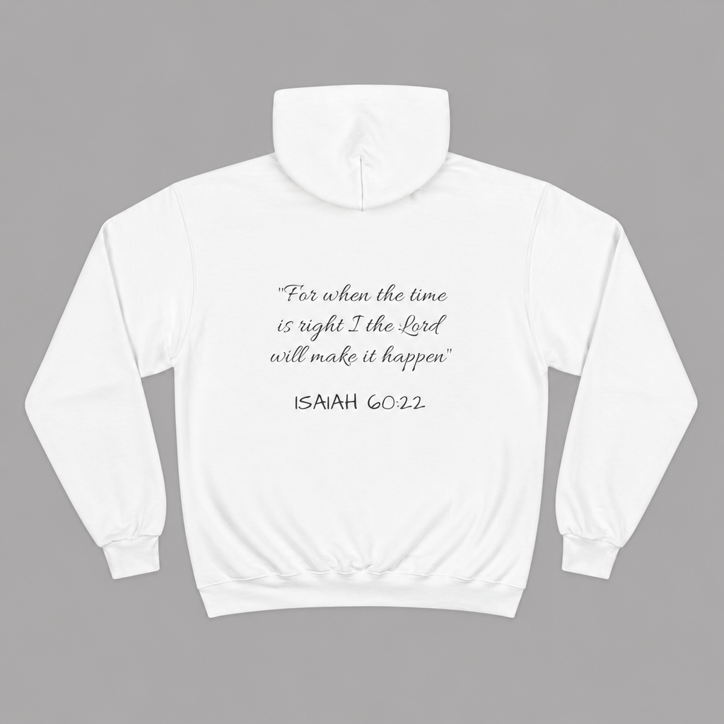Champion Hoodie — White “Isaiah 60:22” Inspirational Pullover