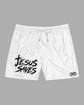 Jesus Saves Swim Shorts — White