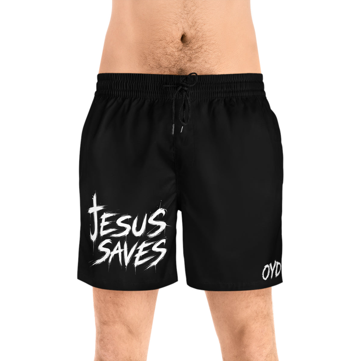 Jesus Saves Swim Shorts — Black