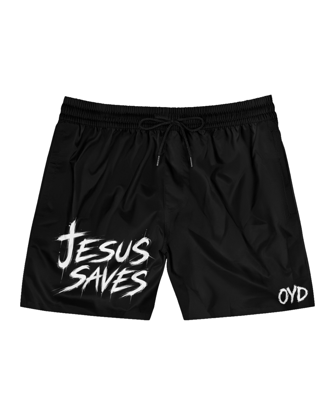 Jesus Saves Swim Shorts — Black