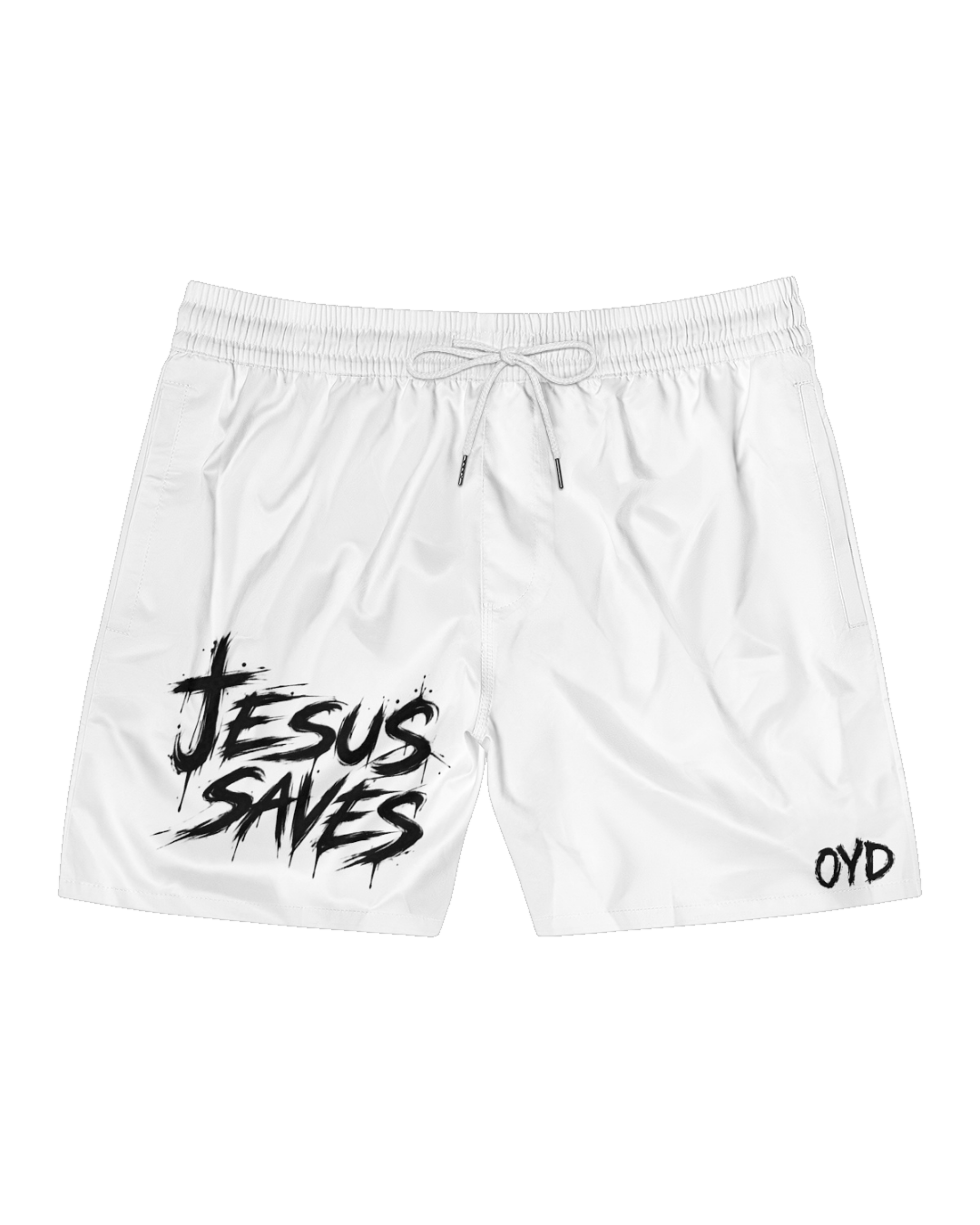 Jesus Saves Swim Shorts — White